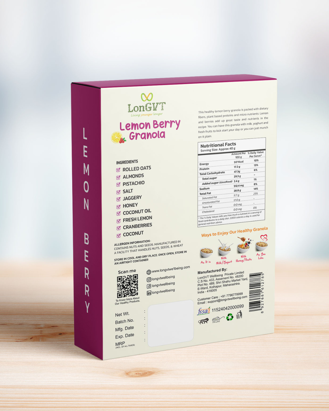 LEMON BERRY GRANOLA 340 gm